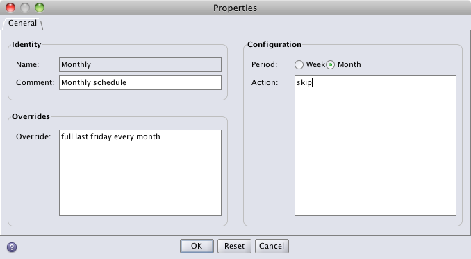Monthly schedule creation (non-calendar view)